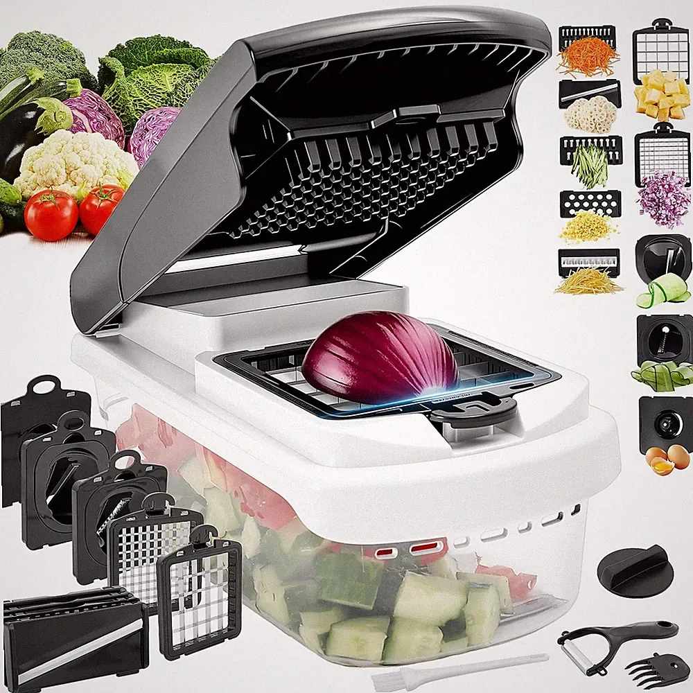 18-in-1 Vegetable Chopper Mandoline Slicer for Kitchen, Food Chopper with Con...