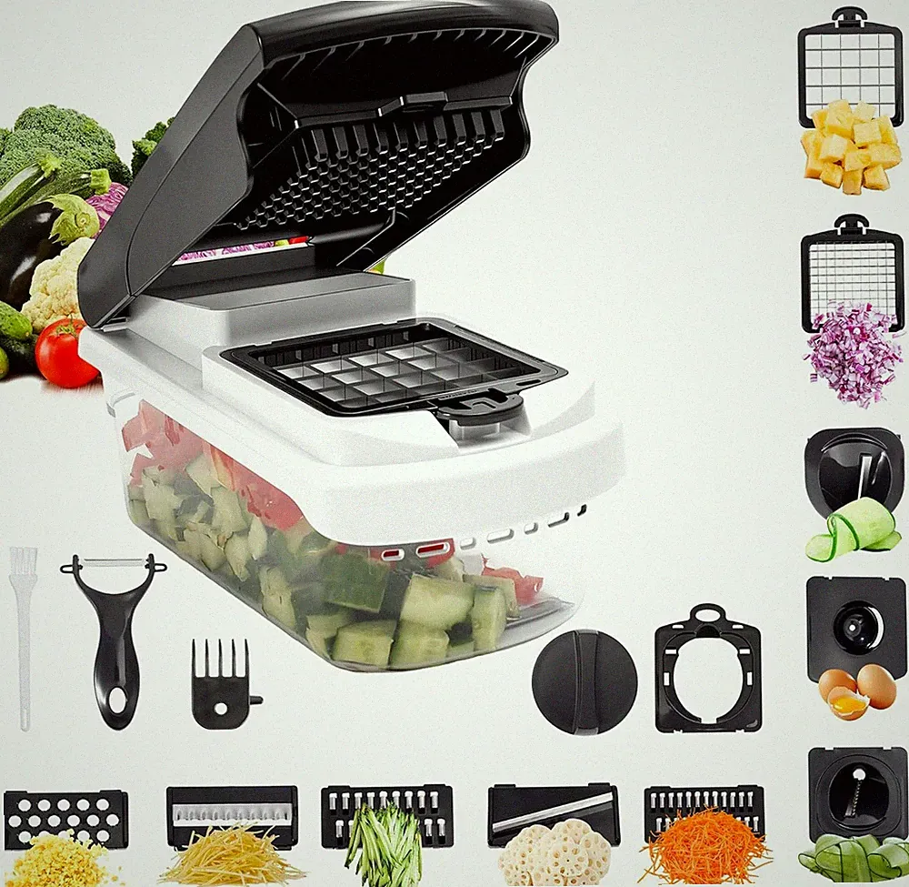 18-in-1 Vegetable Chopper Mandoline Slicer for Kitchen, Food Chopper with Contai