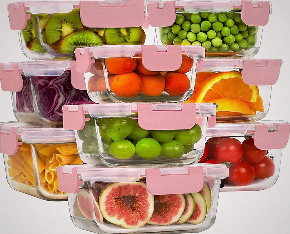 18 Piece Glass Food Storage Containers with Lids, Glass Meal Prep Containers, Ai