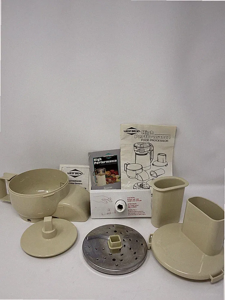 1980s West Bend High Performance Food Processor Replacement Parts And Manual