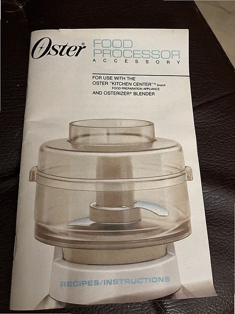 1986 OSTER Electronic Kitchen Center Food Processor Recipe Instruction Manual￼