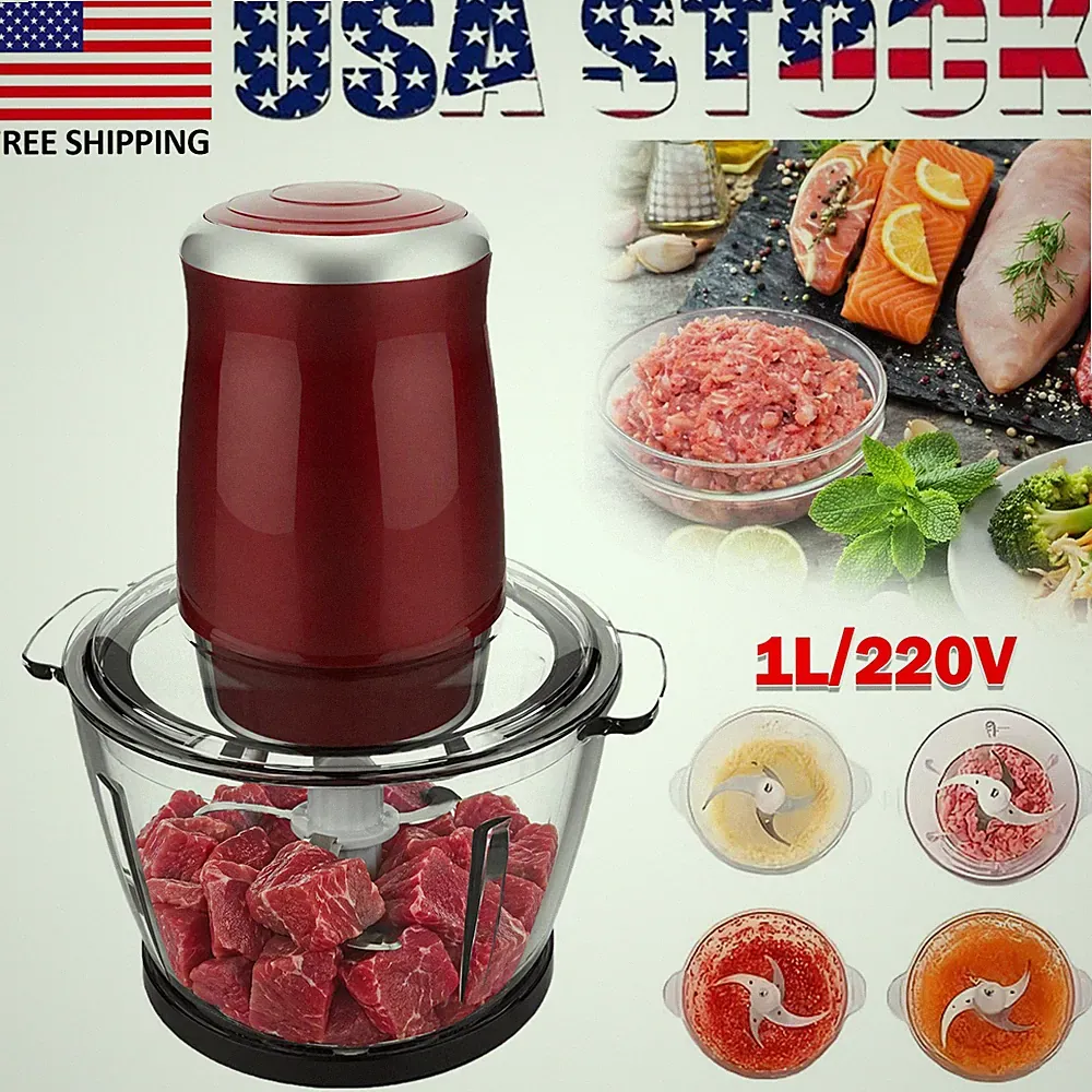 1L Electric Food Processor Household Meat Grinder Vegetable Chopper 500W 220V