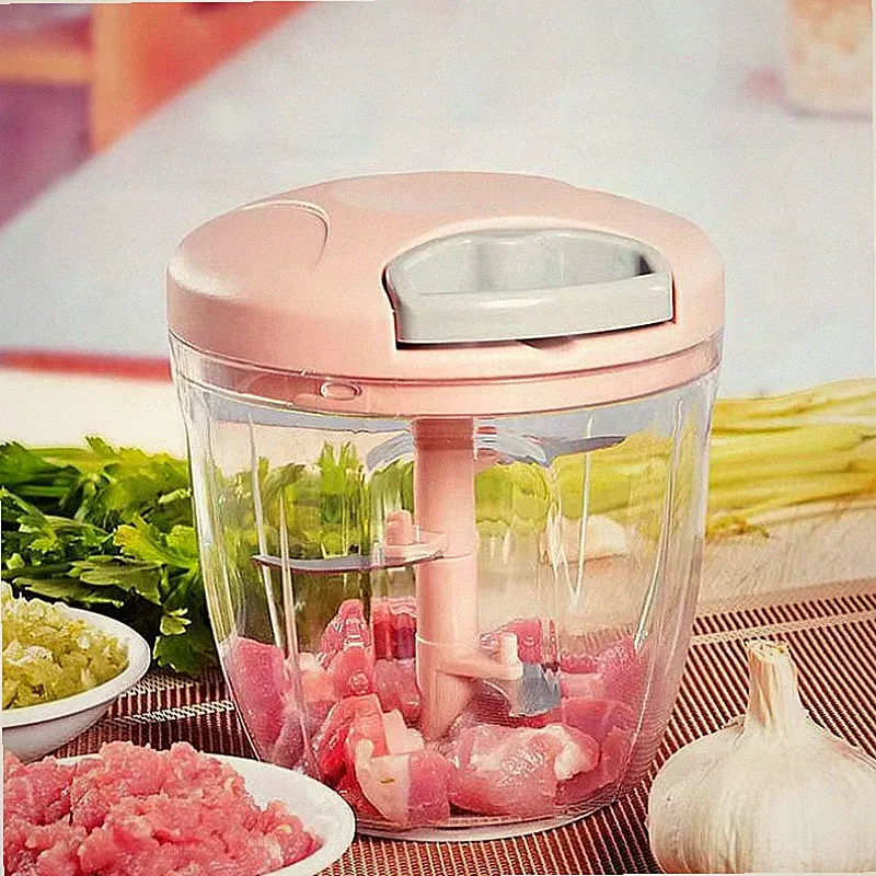 1pc Manual Meat Mincer Garlic Chopper Hand Pull String Mincer & Vegetable Choppe
