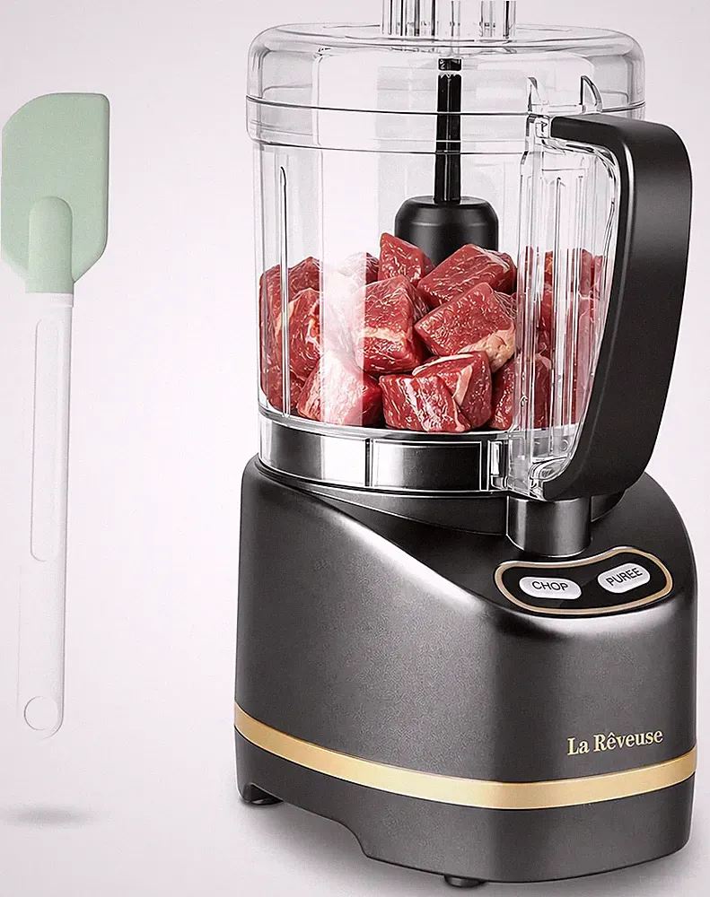 2 Cup Mini Food Processor, Electric Chopper Small, Metallic Grey