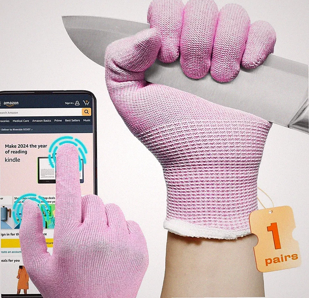2 Pairs ANSI A6 Cut-Resistant Gloves for Women, Food Grade, Knife