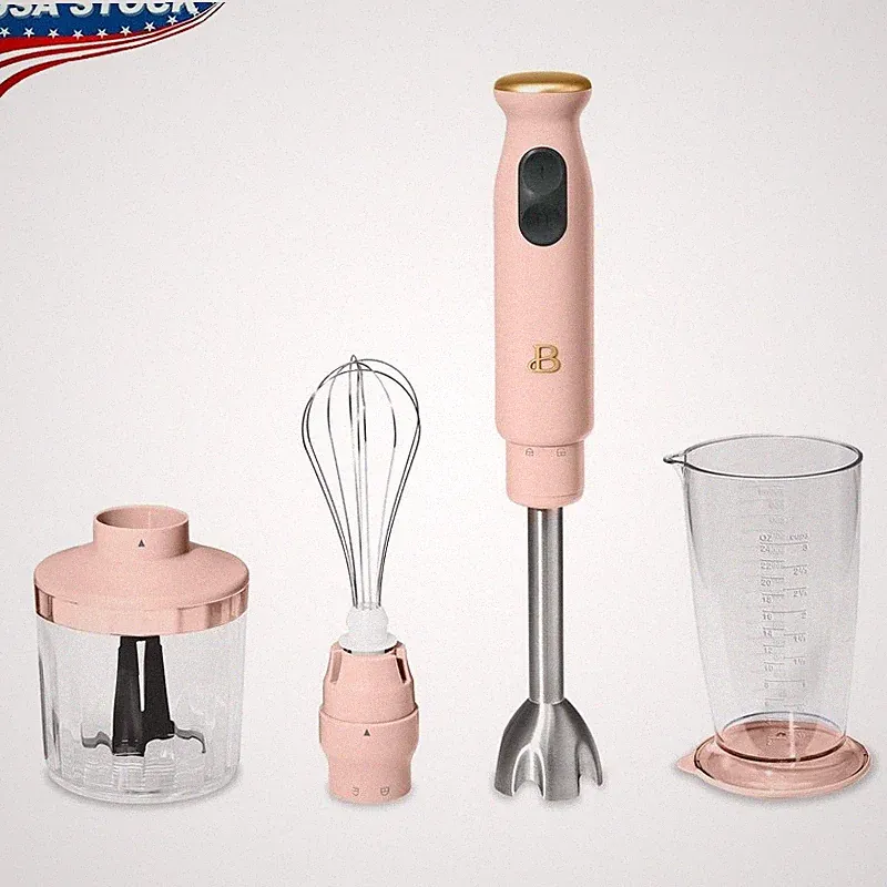 2-Speed Immersion Blender W/ 8” Stainless Steel Shaft Chopper & Whisk Attachment