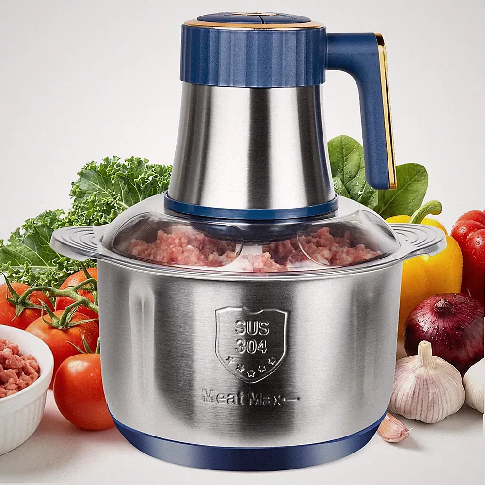 20 Cups Large Capacity Food Processor,5 Speed Electric Meat Grinder Blue