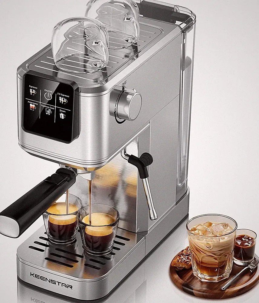20Bar Espresso Machine with Rapid Cold Brew, Hot & Iced Coffee Makers, Stainless