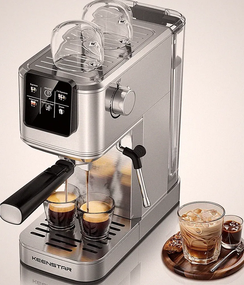 20Bar Espresso Machine with Rapid Cold Brew, Hot & Iced Coffee Makers, Stainless
