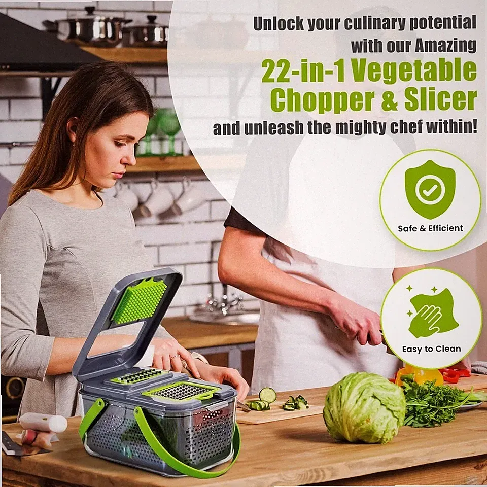22-in-1 Multifunctional Vegetable Chopper Slicer Fruit Cutter Durable Tool