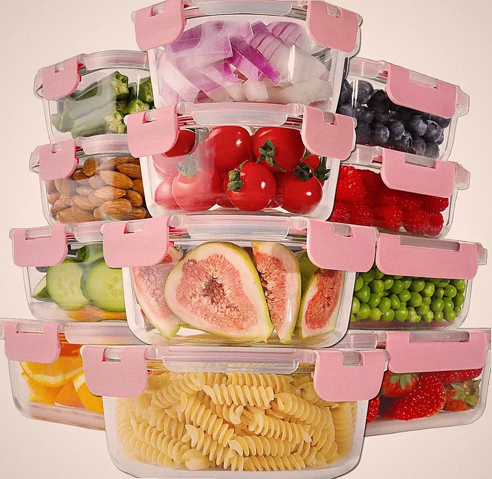 24Pc Glass Food Storage Containers with Lids, Glass Meal Prep Containers, Airtig