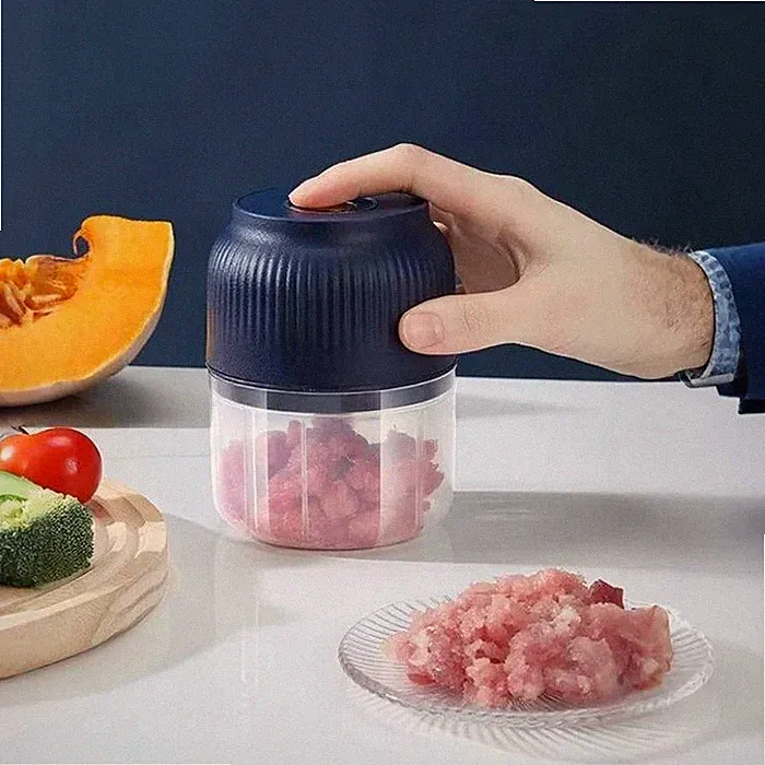 250ML Cordless Mini Electric Garlic Chopper Veg Food Processor 4 Blades