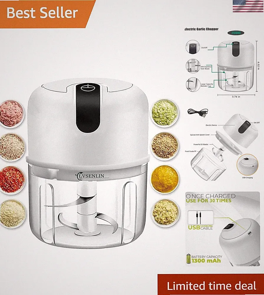 250ML Electric Garlic Chopper, Mini Portable Veggie Choppers, Garlic Grinder...