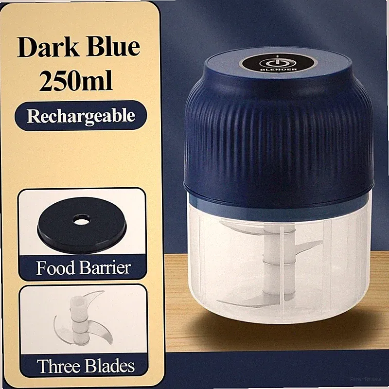 250ml Mini Electric Garlic Chopper Wireless Food Processor USB Mincer Blender