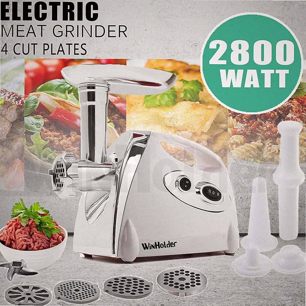 2800W Electric Meat Grinder Kitchen Food Processor Chopper Cutter Slicer White