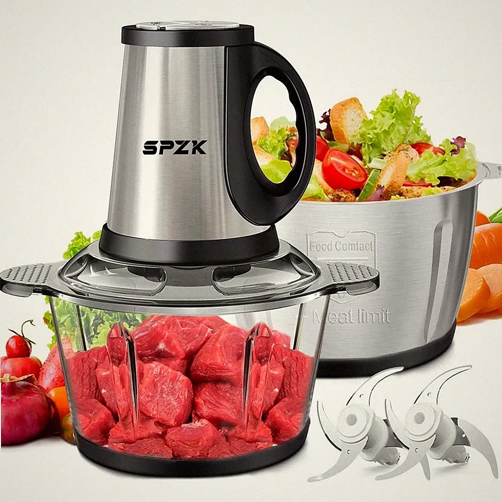 2L 304 Stainless Steel Electric Food , 4 Sharp Blades Multi-use Grinder Chopper