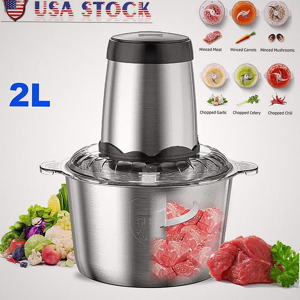 2L Electric Food Chopper Electric Stainless Steel Processor Meat Grinder Mixer
