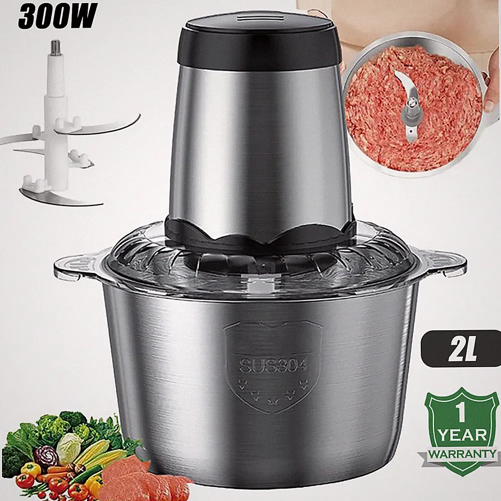 2L Electric Food Chopper Electric Stainless Steel Processor Meat Grinder Mixer