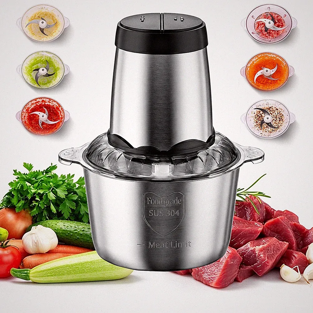 2L Electric Food Vege Chopper 300W Food Processor Kitchen Meat Grinder Mixer New