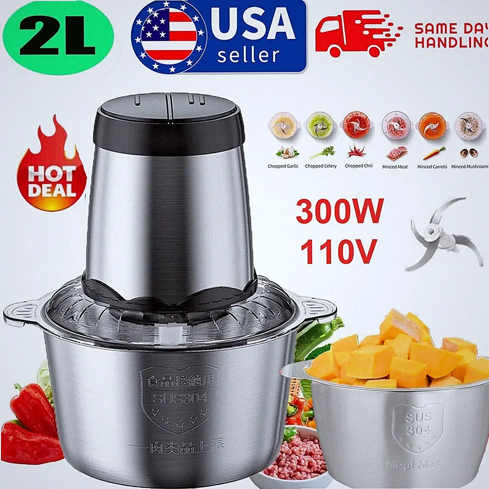 2L Electric Meat Grinder Food Processor Fruits Blender Veg Chopper Sausage Maker