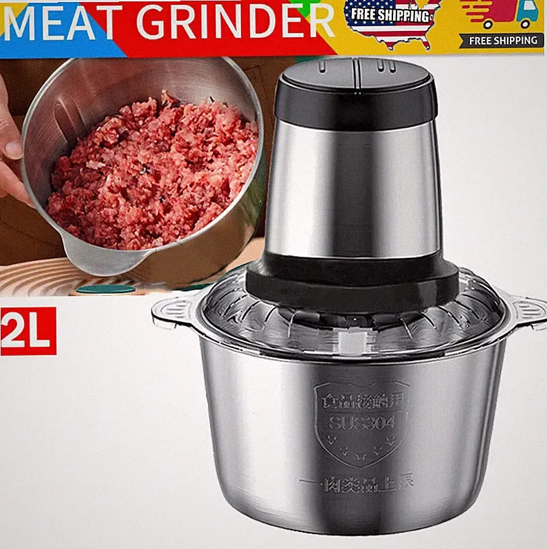 2L Electric Meat Grinder Mincer Mixer Home Blender Mini Food Chopper Processor