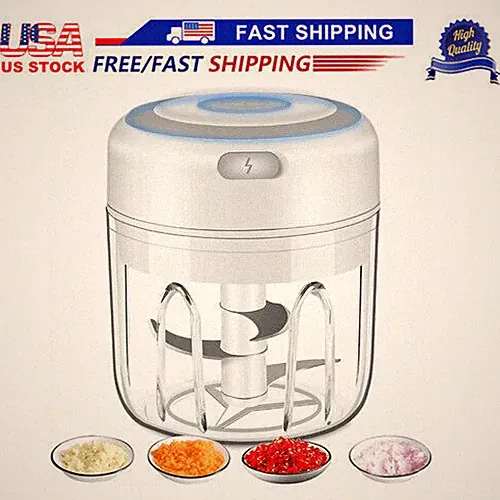 2PCS Mini Food Processor, Vegetable Garlic Chopper USB Meat Grinder Rechargeable