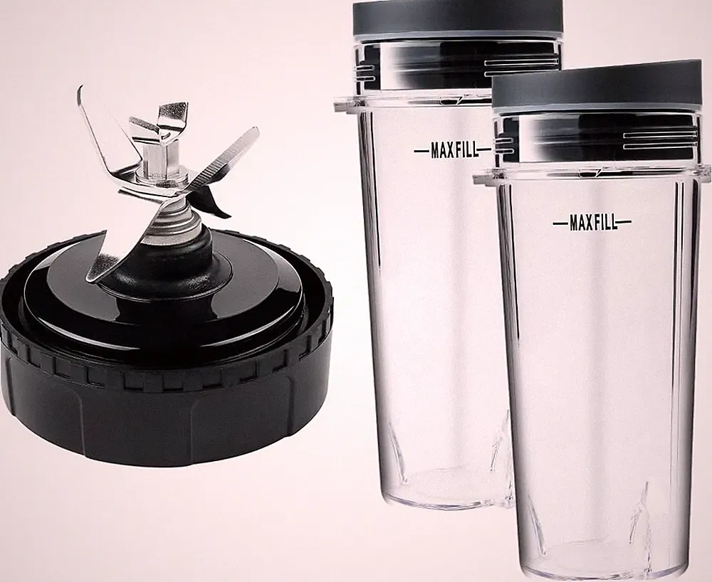 (3.35 inch) Black - 1 blade and 2 cups Replacement Parts for Nutri Ninja, Blend