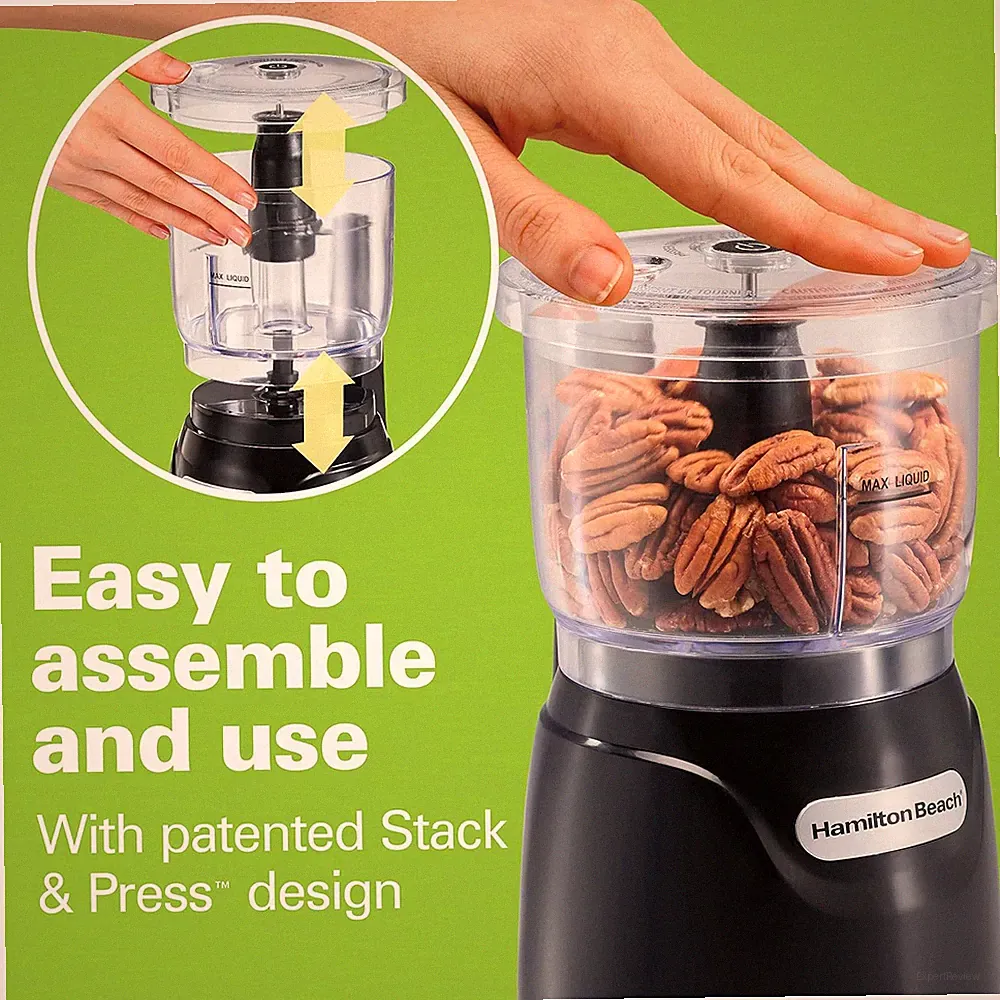 3 Cup Electric Vegetable Chopper & Mini Food Processor | Simple Stack & Press...