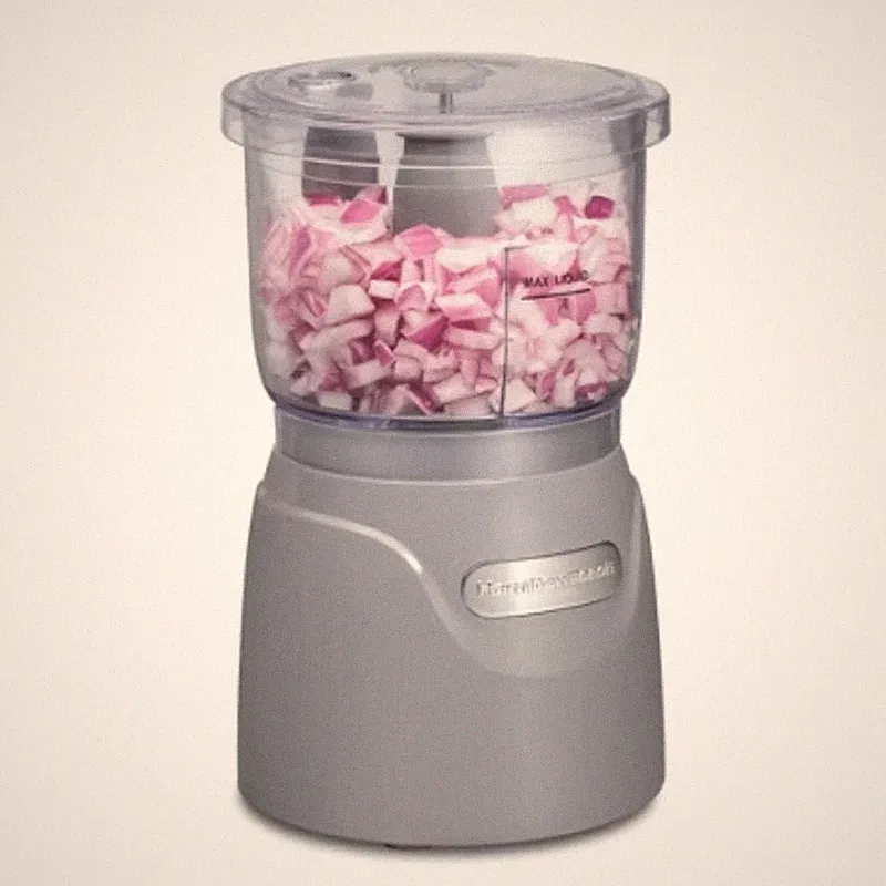 3-Cup Stack & Press Food Chopper Gray: Compact Veg Processor, DW Safe