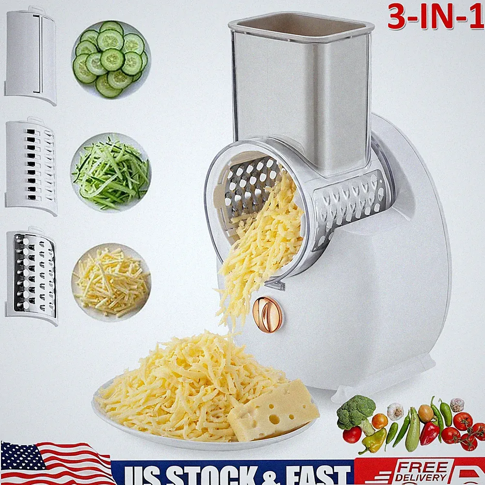 3 in 1 Electric Cheese Grater Automatic Vegetable Shredder Slicer Salad Maker