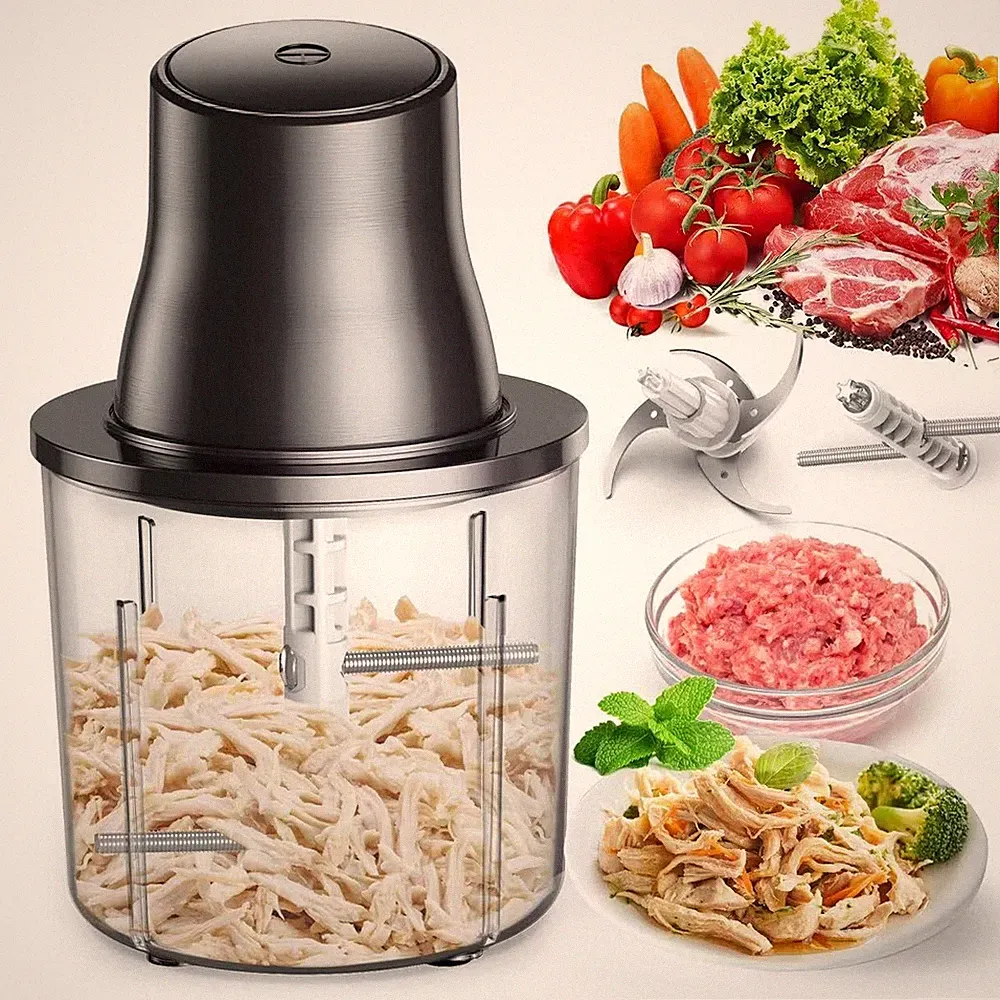 3-in-1 Electric Food Processor with Shredder 1.5L Stainless Steel Bowl