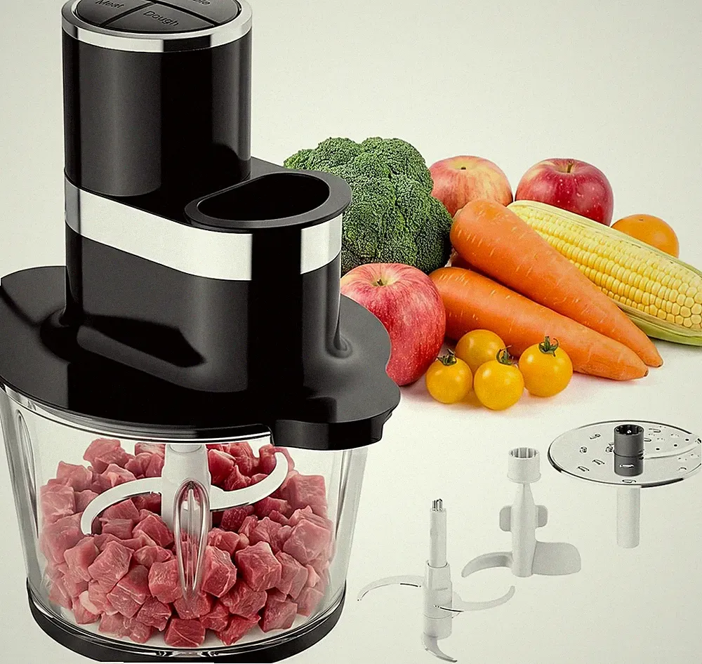 3-In-1 Food Processor, 600W Meat Grinder, Vegetable Chopper & Dough Mixer