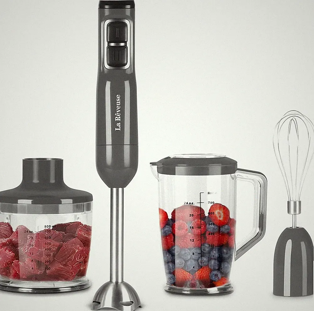 3-in-1 Immersion Blender 300W with Chopper Whisk Attachments