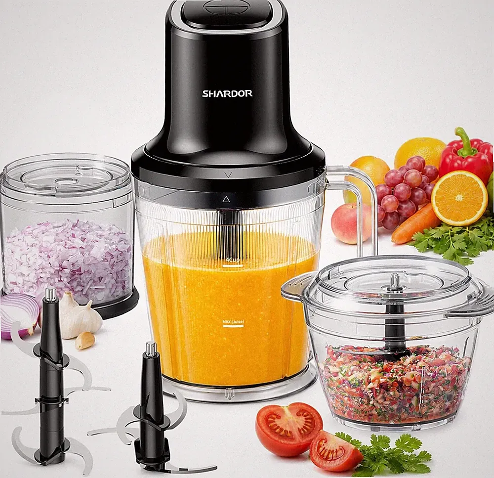 3-in-1 Small Food Processor/Blender 400W Powerful Food Chopper W/ 6-Cup Jar