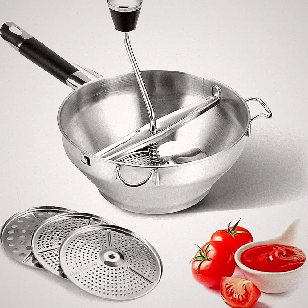 3-in-1 Stainless Steel Food Mill - Puree Strain Mill for Soups Sauces Baby Food