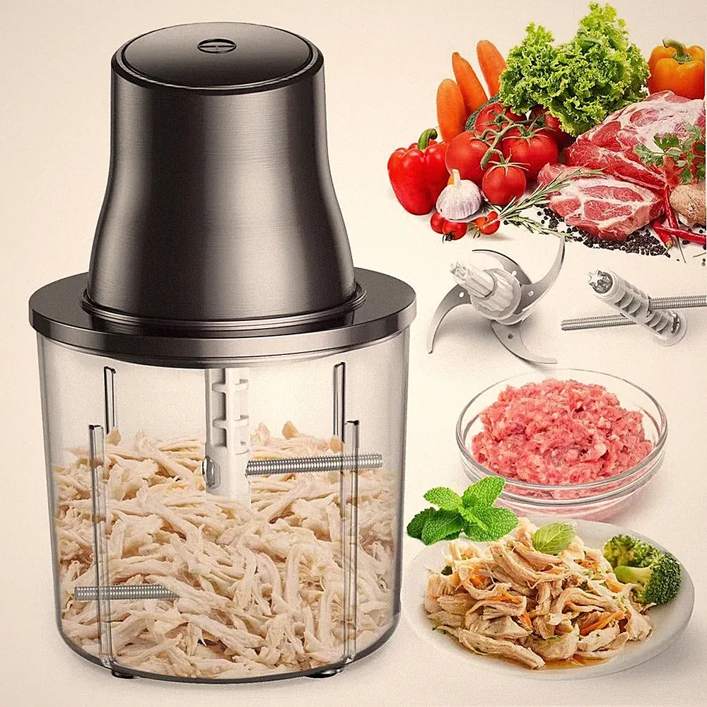 3-in-1 Upgraded Food Processor with Chicken Shredder | 1.5L Bowls Vegetable F...