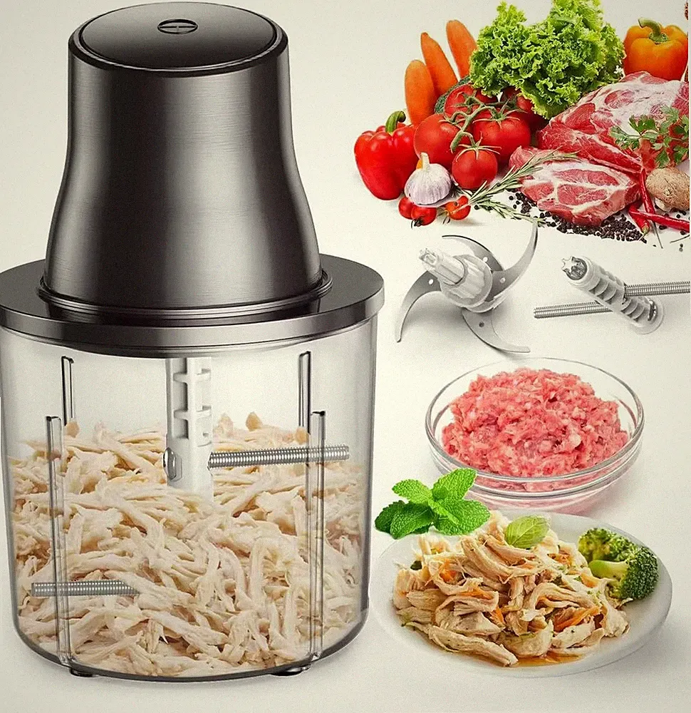 3-In-1 Upgraded Food Processor with Electric Chicken Shredder | 1.5L Bowls Veget