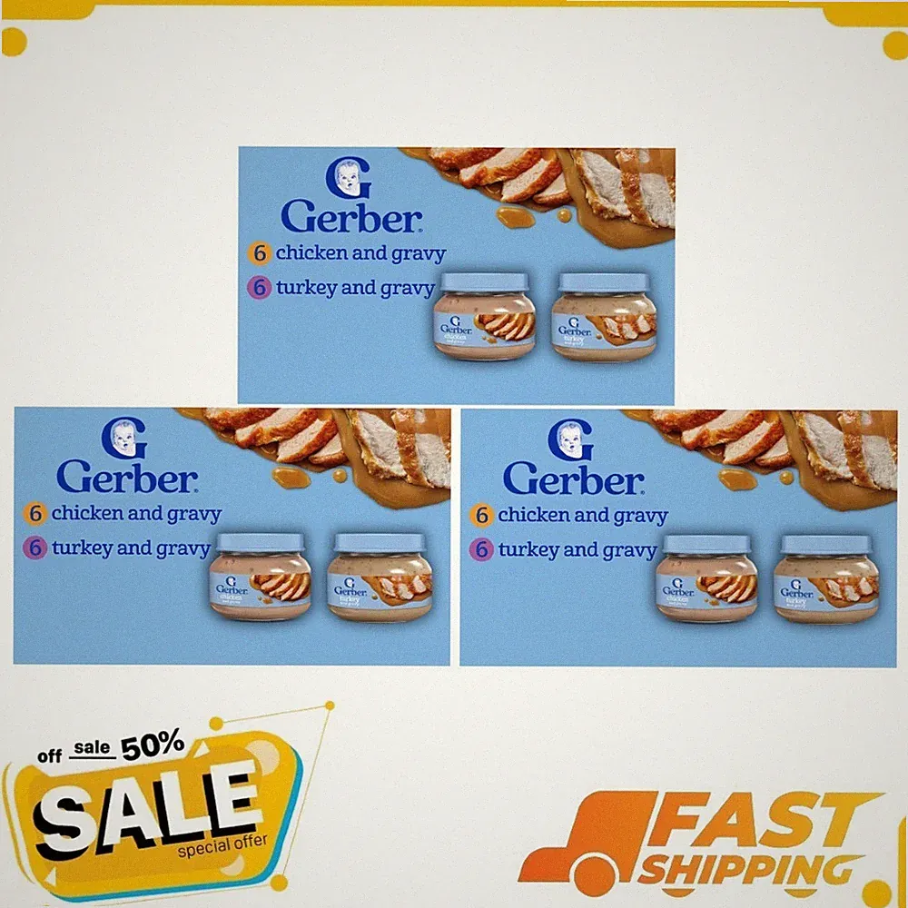 ( 3 Pack ) Gerber 2nd Foods Puree Favorites, Chicken and Turkey Baby Food, 2.5oz