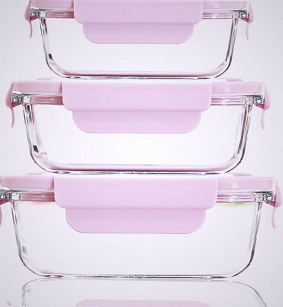 3 Packs Glass Meal Prep Containers Set, Glass Food Storage Containers with Lids