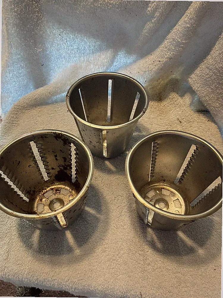 3 Replacement Cones For Salad Master Food Processor No.’s 2 4 5 Some Rust SeePic