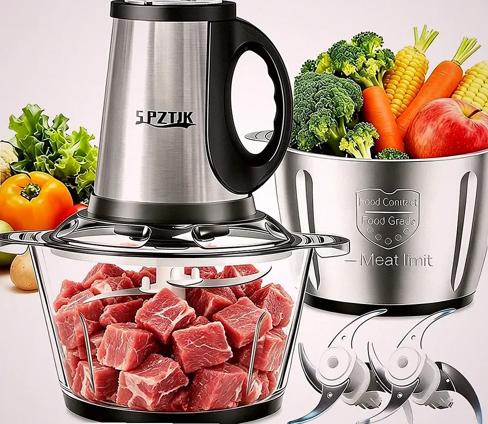 3-Speed Electric Food Processor: Meat Grinder, Vegetable Chopper & Baby Food...