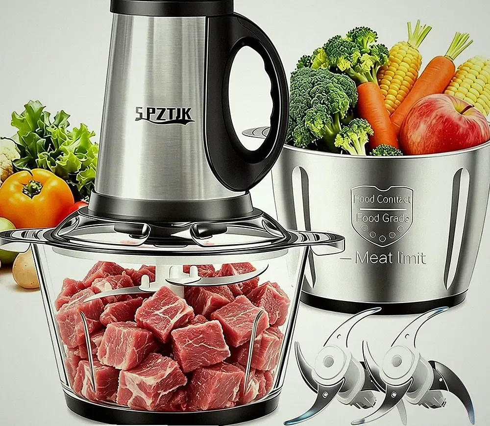 3-Speed Electric Food Processor: Meat Grinder Vegetable Chopper & Baby Food Make