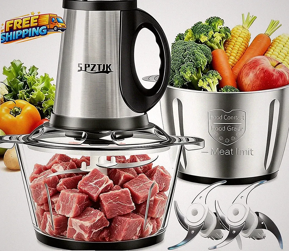 3-Speed Electric Food Processor Meat Grinder Vegetable Chopper & Baby Food Maker