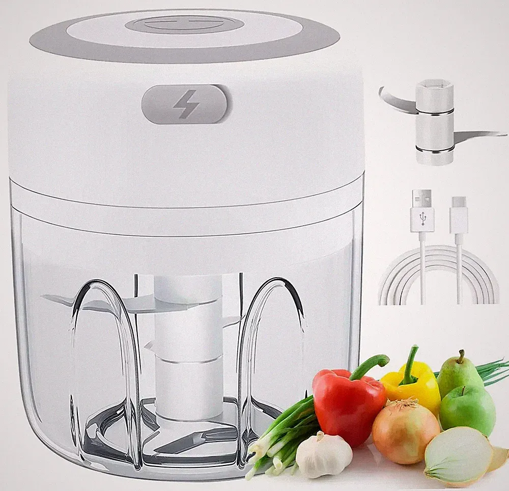 300ML Electric Garlic Chopper USB Charging Food Meat Crusher Stainless Steel New