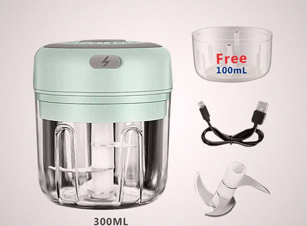 300ML Electric Garlic Press Chopper Mini Food Processor USB Rechargeable Blender