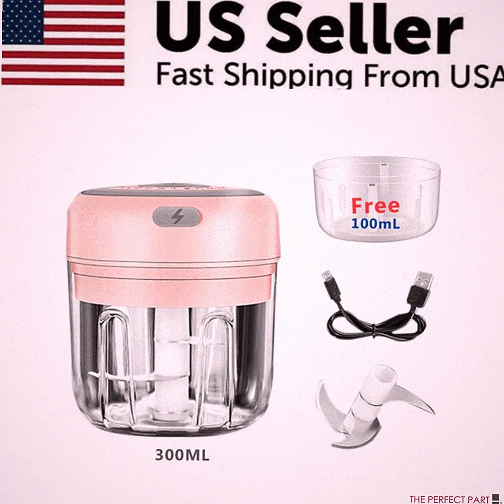 300ML Electric Garlic Press Chopper USB Mini Food Processor Onion Meat Mincer