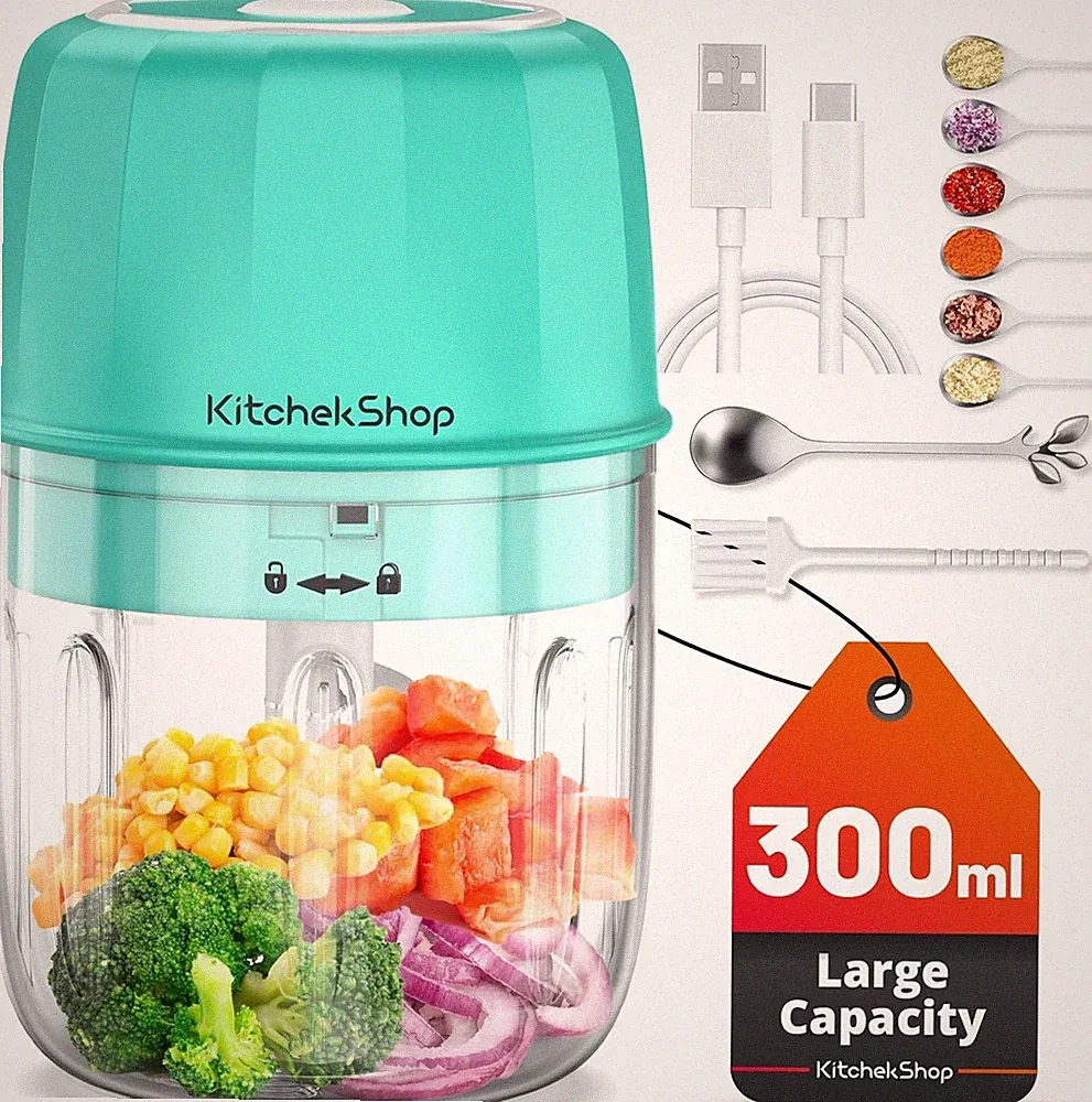 300ML Rechargeable Portable and Cordless Mini Food Processor with Stainless