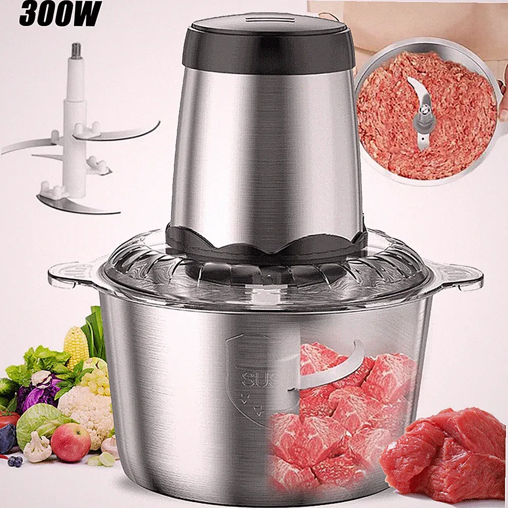 300W Electric Food Chopper, with Stainless Steel Blade, for Nuts, Meats ect New