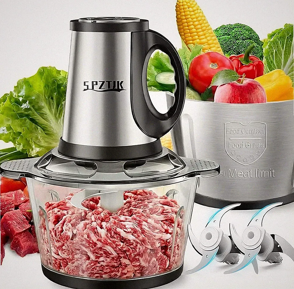 300W Electric Food Processor — 8-Cup Bowl, Meat & Veggie Chopper, Baby Food