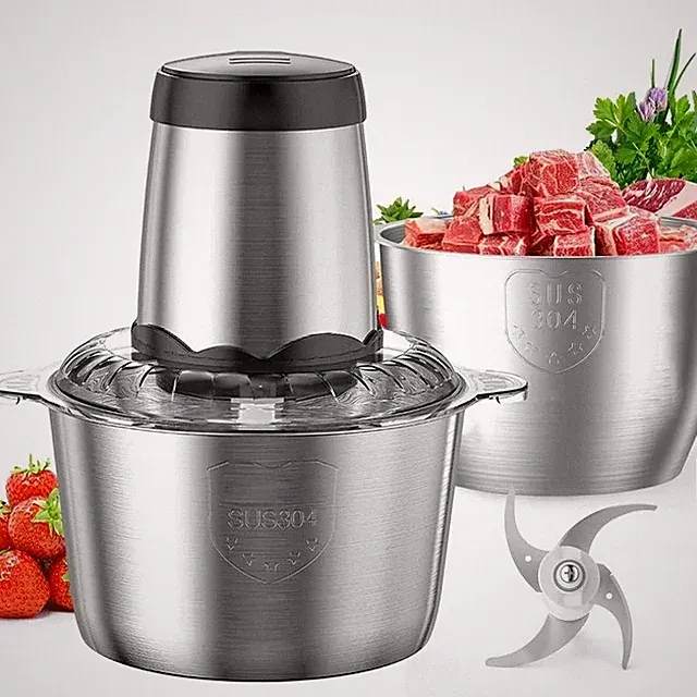300W Electric Food Processor Kitchen Food Chopper Blender Stainless Steel 2L